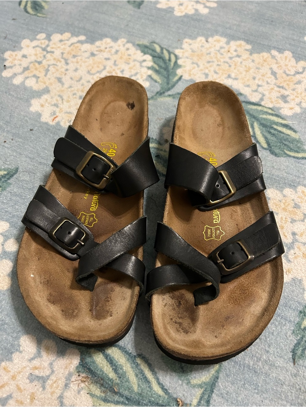 Black Leather Adjustable Buckle Sandals
